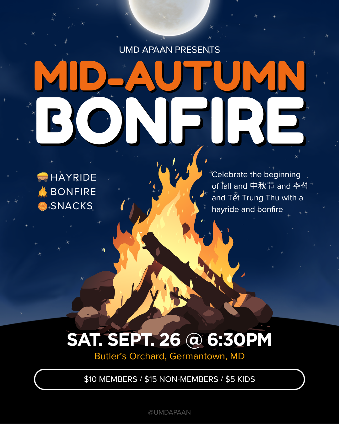 Mid-Autumn Bonfire. Hayride. Bonfire. Snacks Mid-Autumn Bonfire. Hayride. Bonfire. Snacks