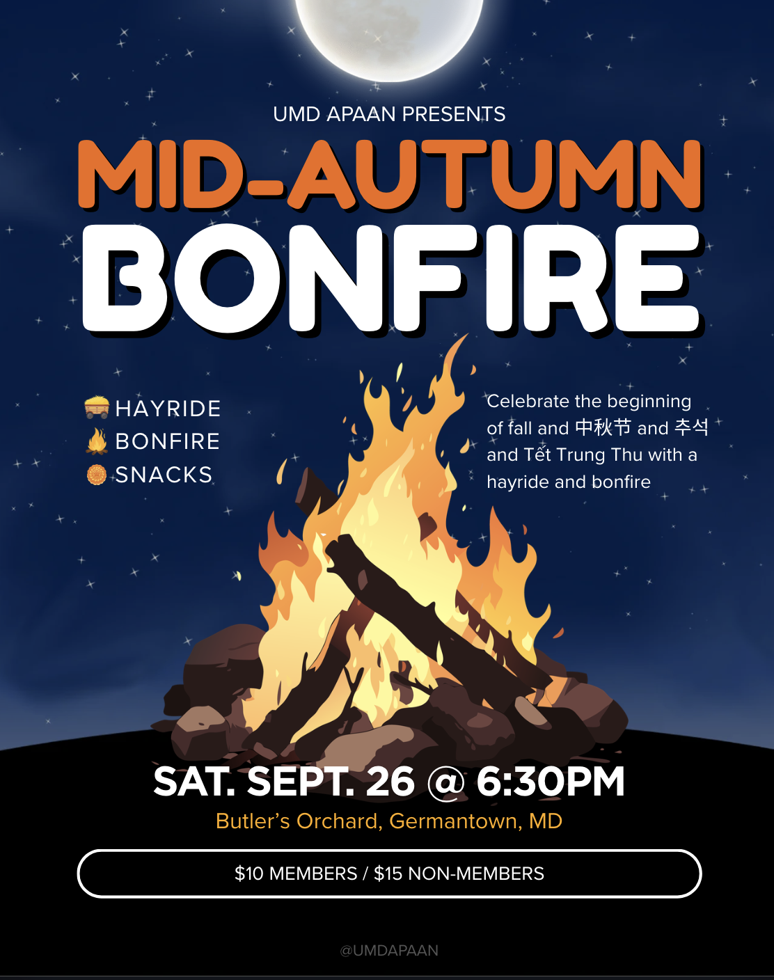 Mid-Autumn Bonfire. Hayride. Bonfire. Snacks Mid-Autumn Bonfire. Hayride. Bonfire. Snacks